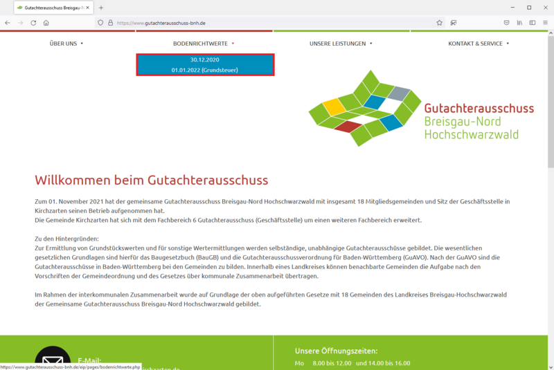 Gutachterausschuss Breisgau-Nord Hochschwarzwald Menü 2